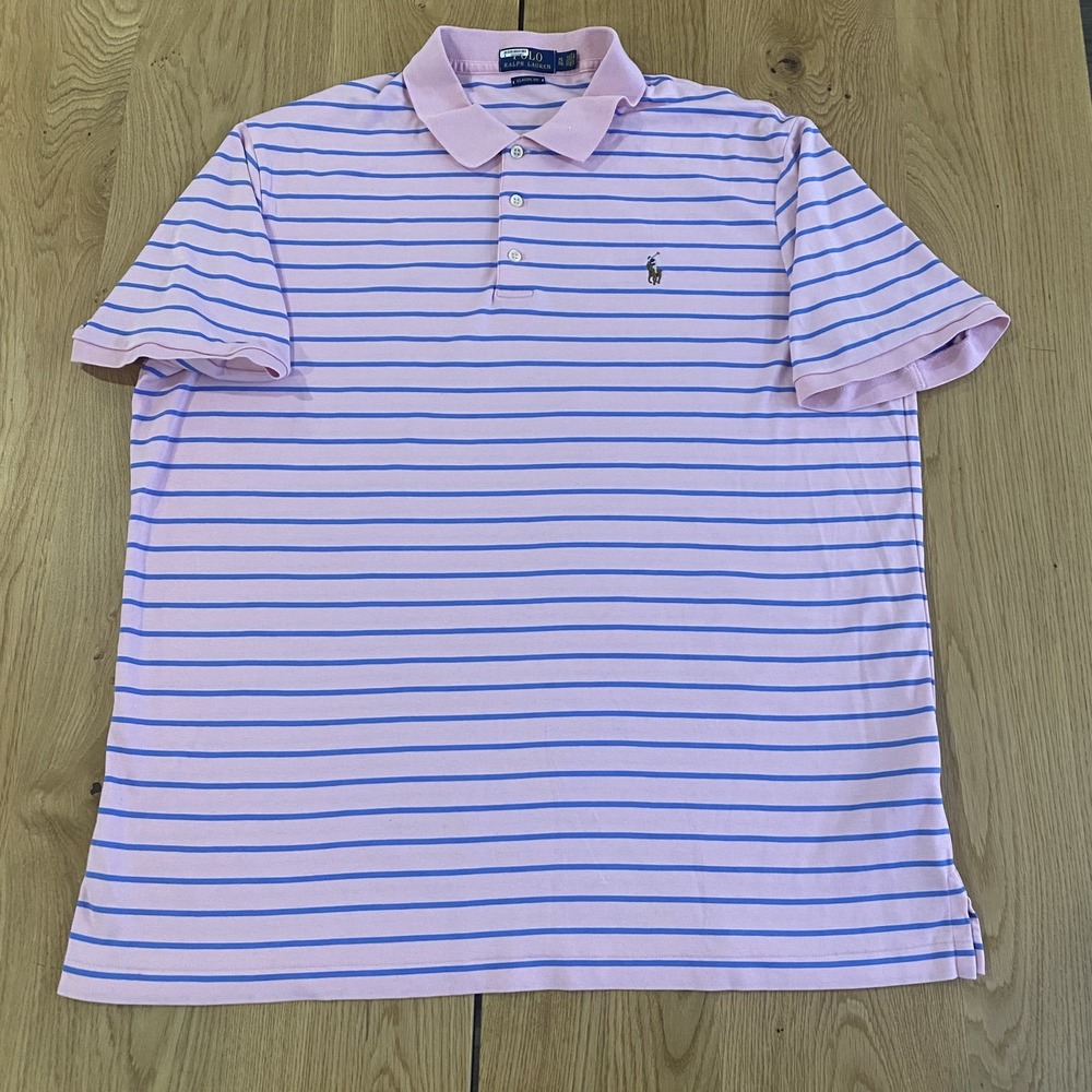 Polo Ralph Lauren Classic Fit Polo Men's XL pink blue stripe Multi color logo
